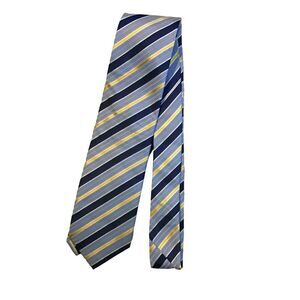 5/$15 Lucio Lamberti Striped  60 inch Blue Yellow Silk Men's Tie NWOT